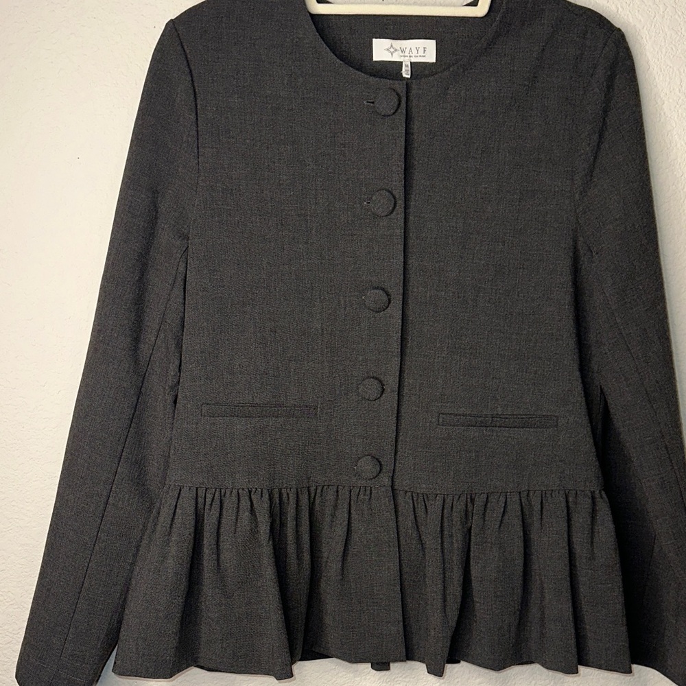 Wayf Charcoal Gray Peplum Blazer